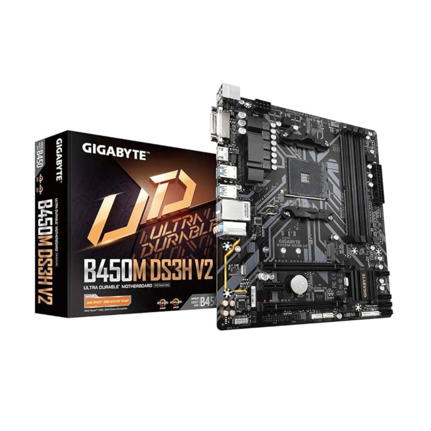 GIGABYTE B450M DS3H V2 Micro-ATX Motherboard – AMD Ryzen AM4, DDR4