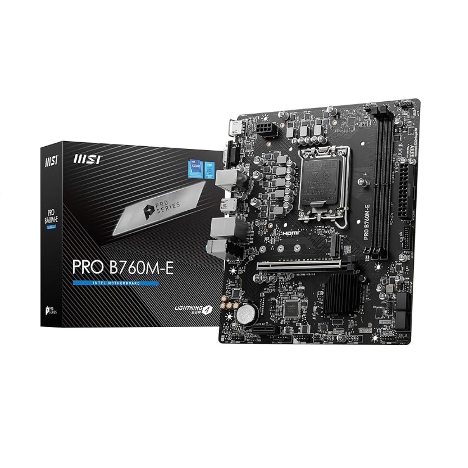 MSI PRO B760M-E Motherboard, Micro-ATX – Supports 14th13th12th Gen Intel Core Processors.