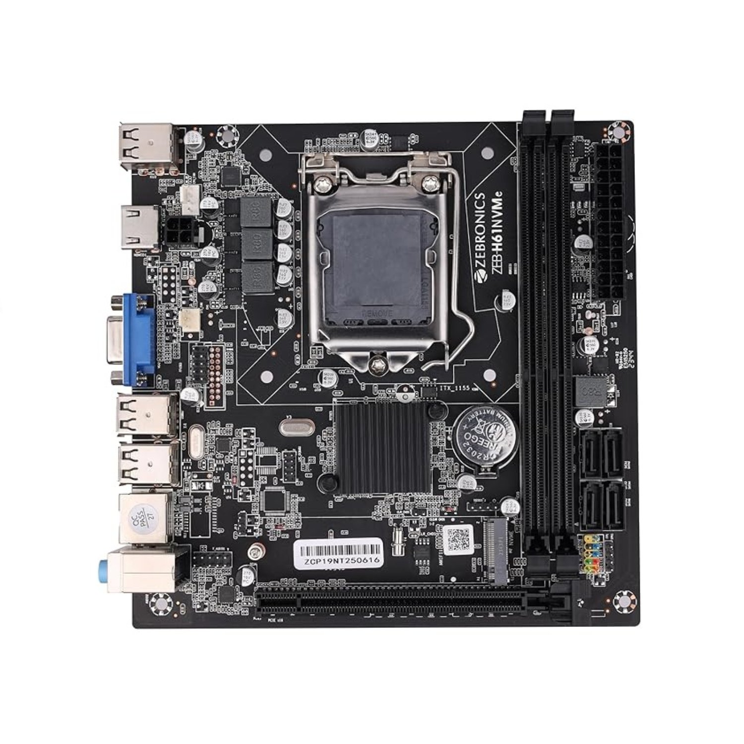 ZEBRONICS H61-NVMe Micro-ATX Motherboard – Intel LGA 1155, DDR3.