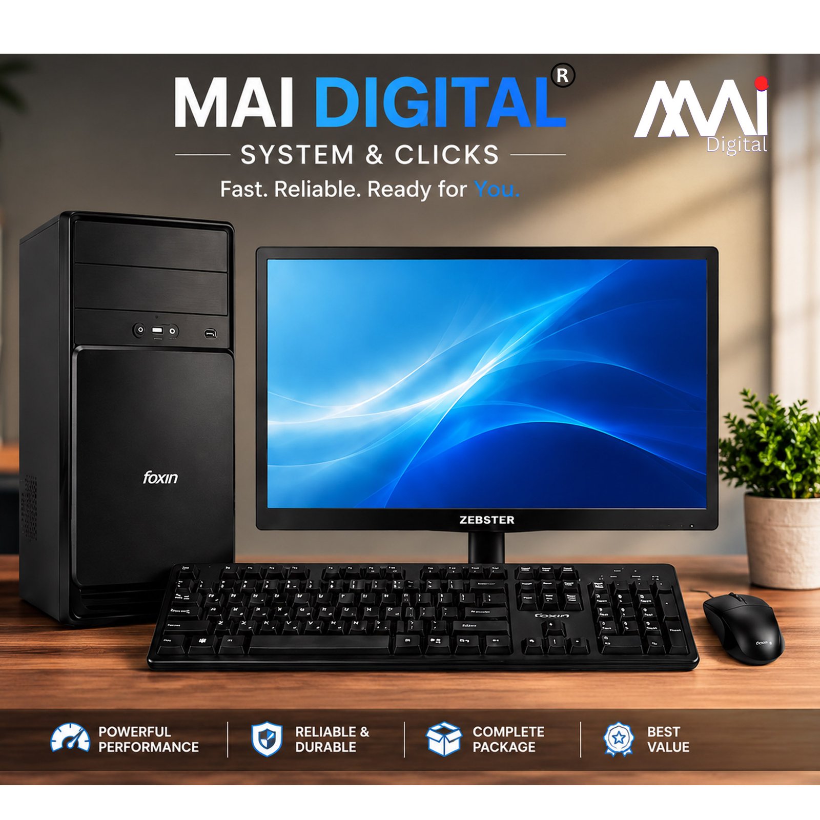 Desktop with Monitor and keyboard mouse